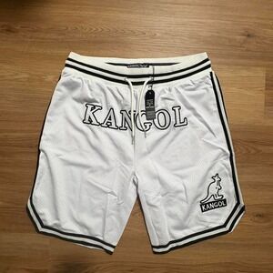 Kangol Mesh Shorts – White/Black – Size L (New With Tags)